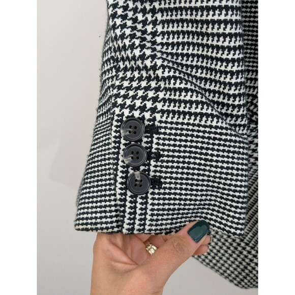Talbots Old Money Preppy Blazer Size 12P Houndstooth Black White Plaid Retro - Picture 8 of 11